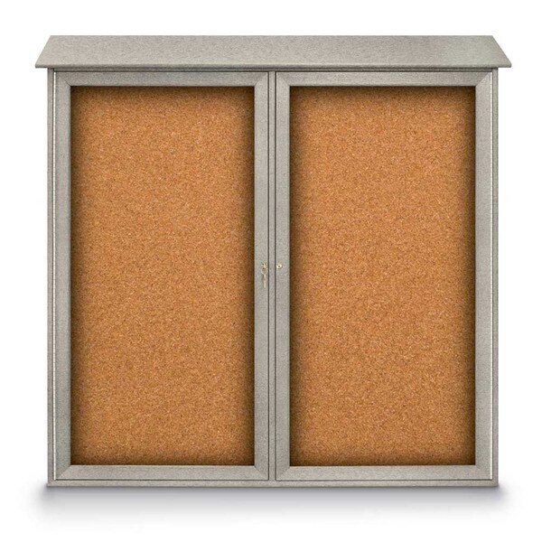 Indoor Enclosed Combo Board, 48"x36", Satin Frame/Black Porc & Burgundy